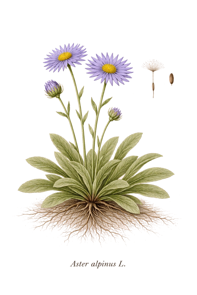 Planche botanique de l’aster des Alpes