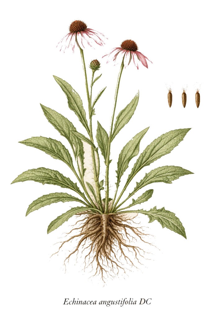 Planche botanique de l’échinacée à feuilles aiguës