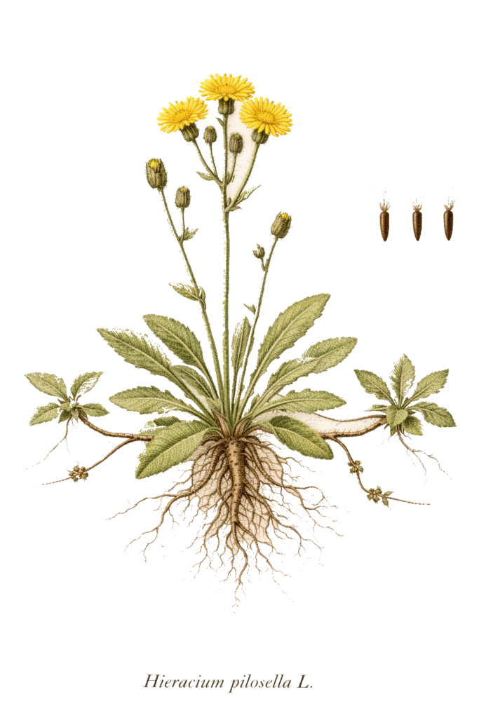 Planche botanique de l’épervière piloselle