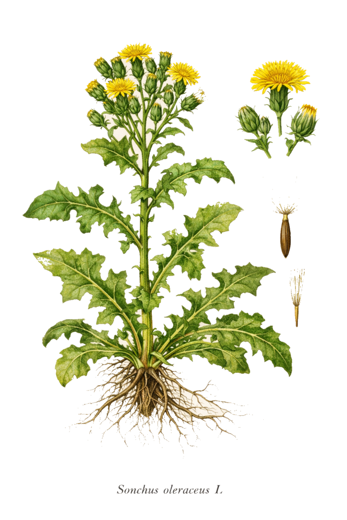 Planche botanique du laiteron maraîcher