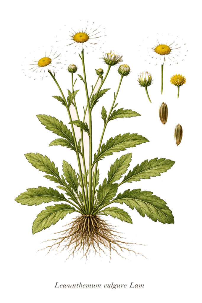 Planche botanique de la marguerite commune