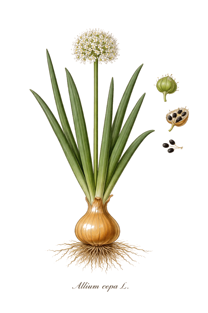 Planche botanique couleur de Allium cepa L.