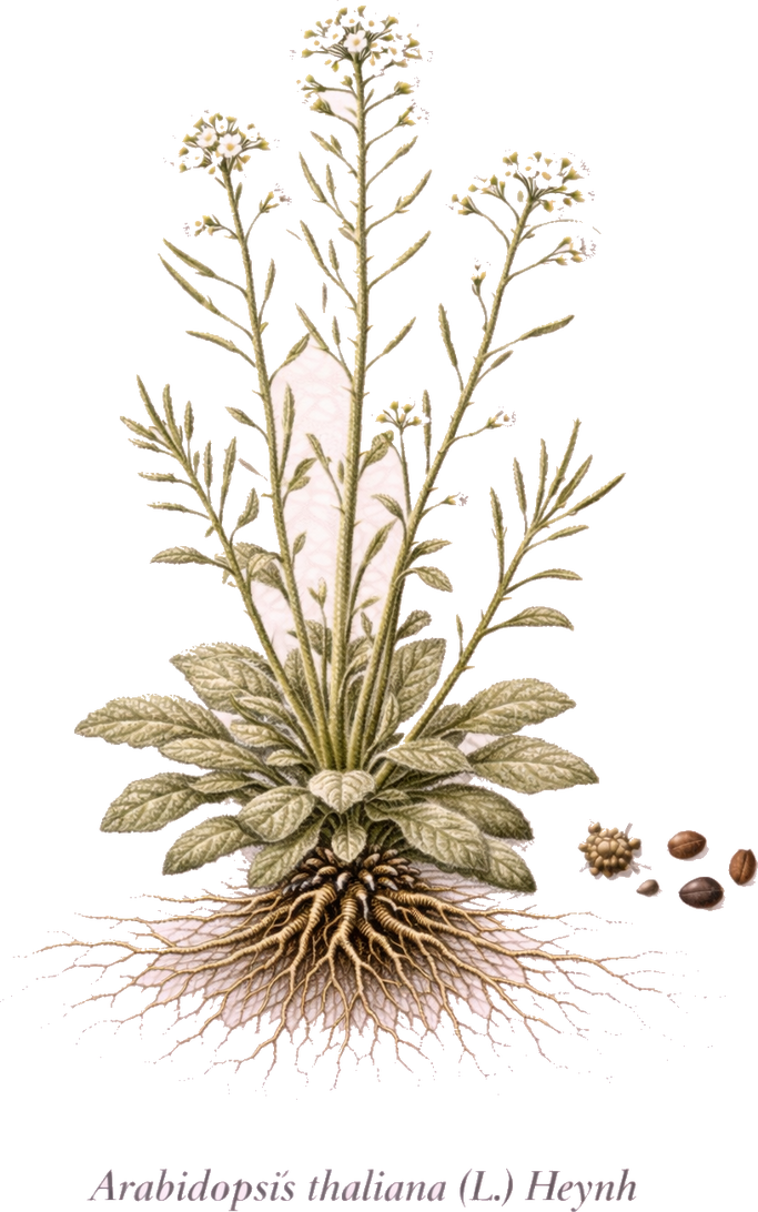 Planche botanique de l'arabette de Thal (Arabidopsis thaliana)