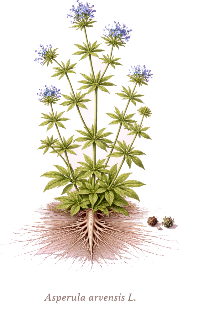 Planche botanique de l'aspérule des champs (Asperula arvensis)