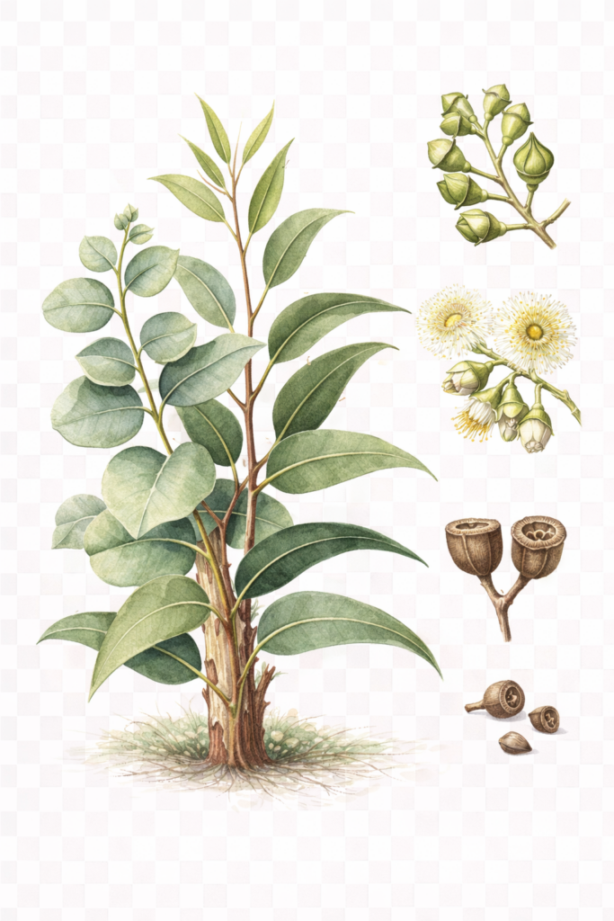 Planche botanique de l'eucalyptus globuleux, Eucalyptus globulus