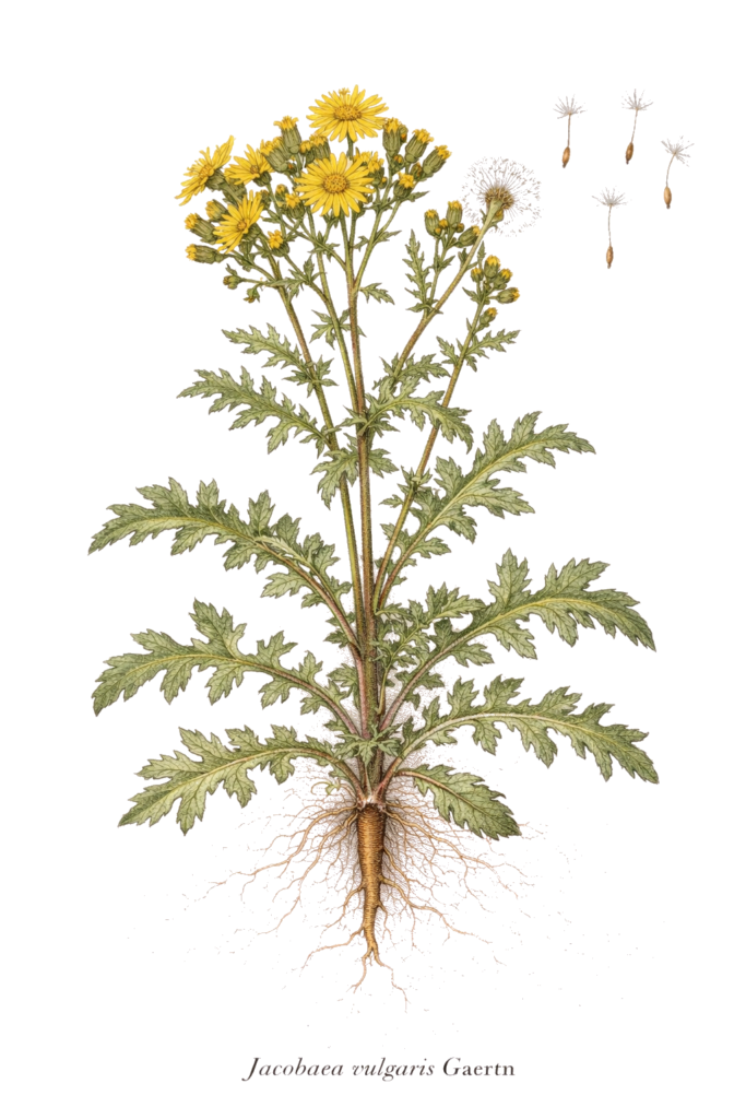 Planche botanique du séneçon jacobée
