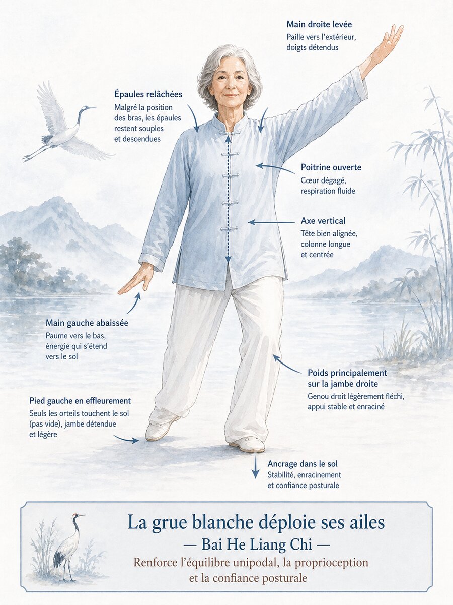 Tai-chi : La grue blanche déploie ses ailes (Bai He Liang Chi)