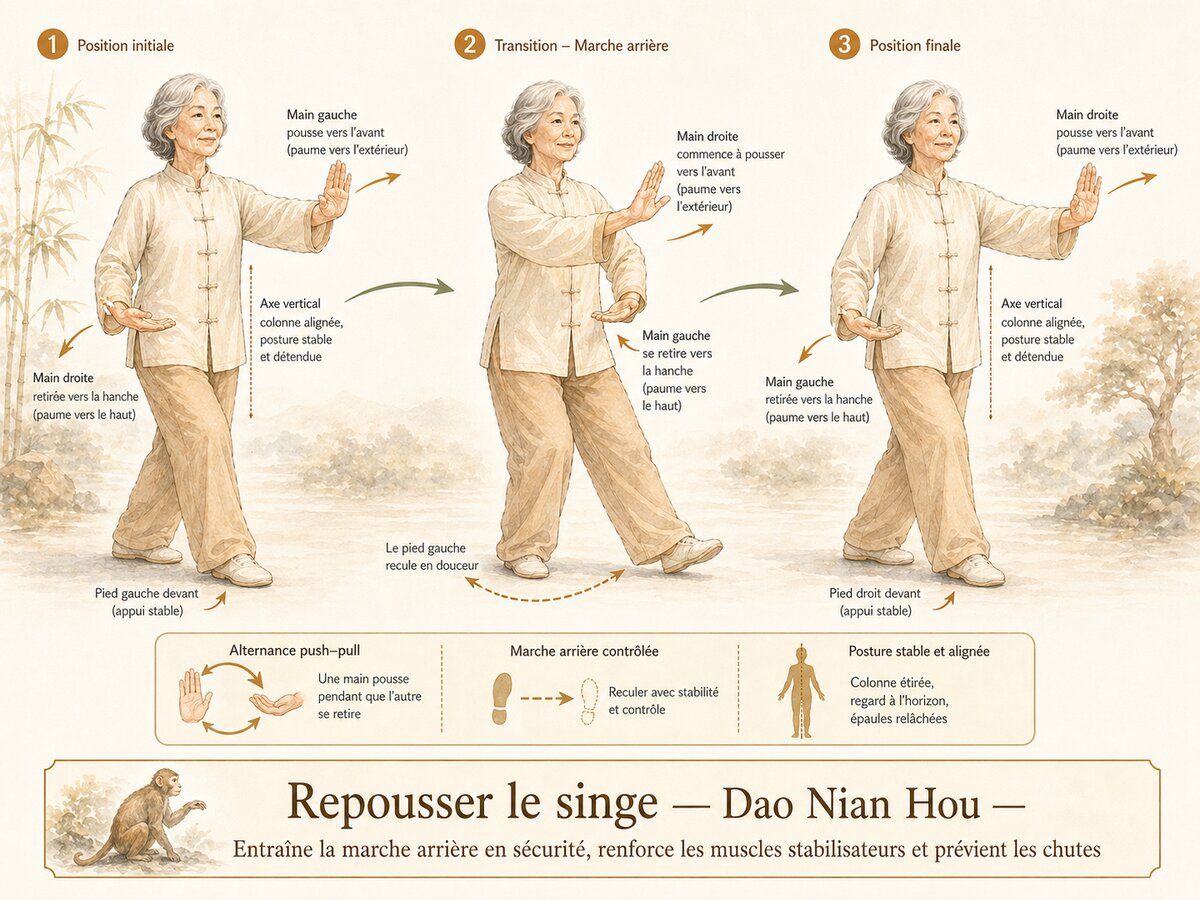 Tai-chi : Repousser le singe (Dao Nian Hou)