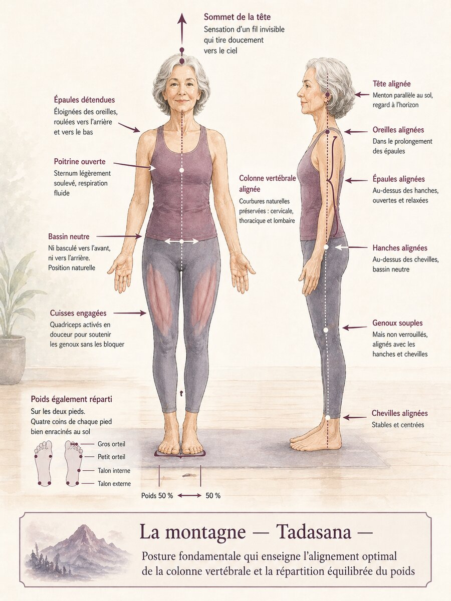 Yoga doux : La posture de la montagne (Tadasana)