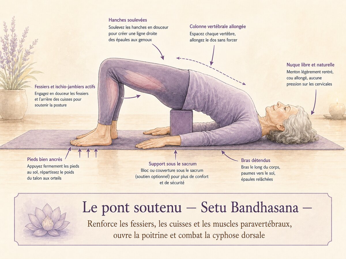 Yoga doux : Le pont soutenu (Setu Bandhasana)