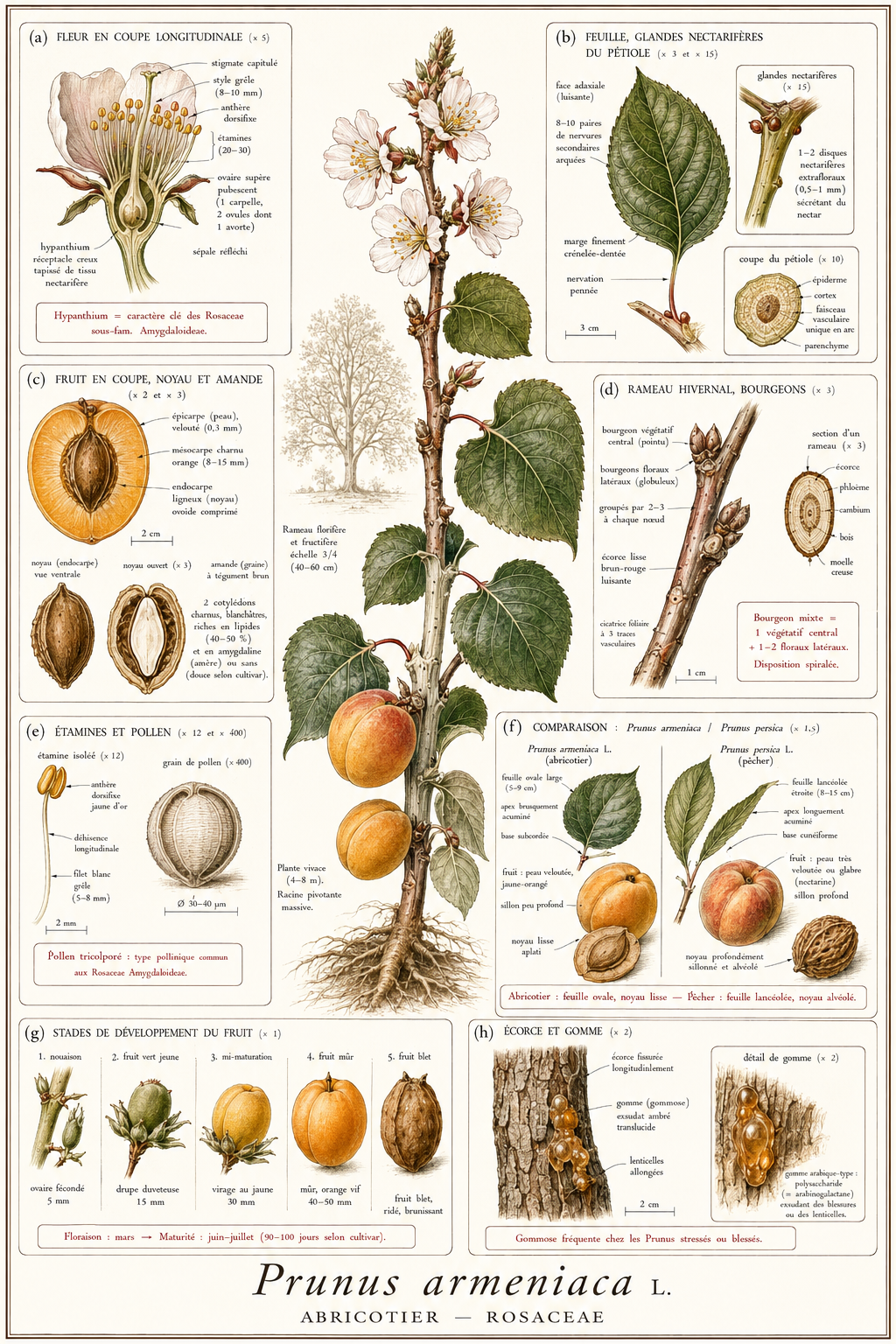 Planche botanique Abricotier