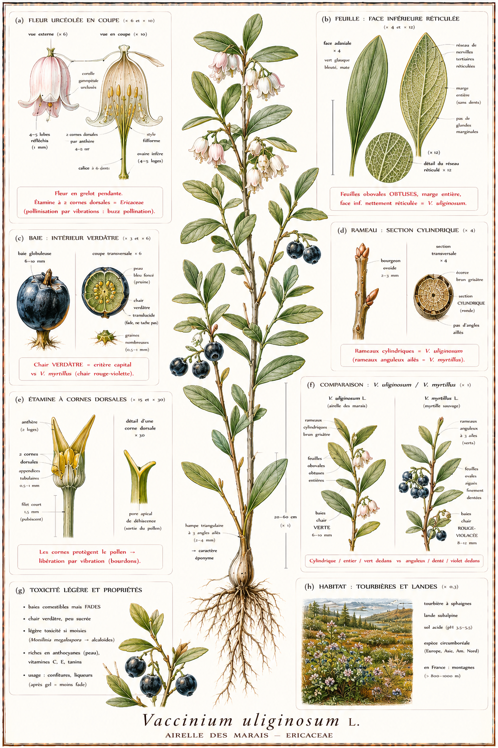 Planche botanique Airelle des marais