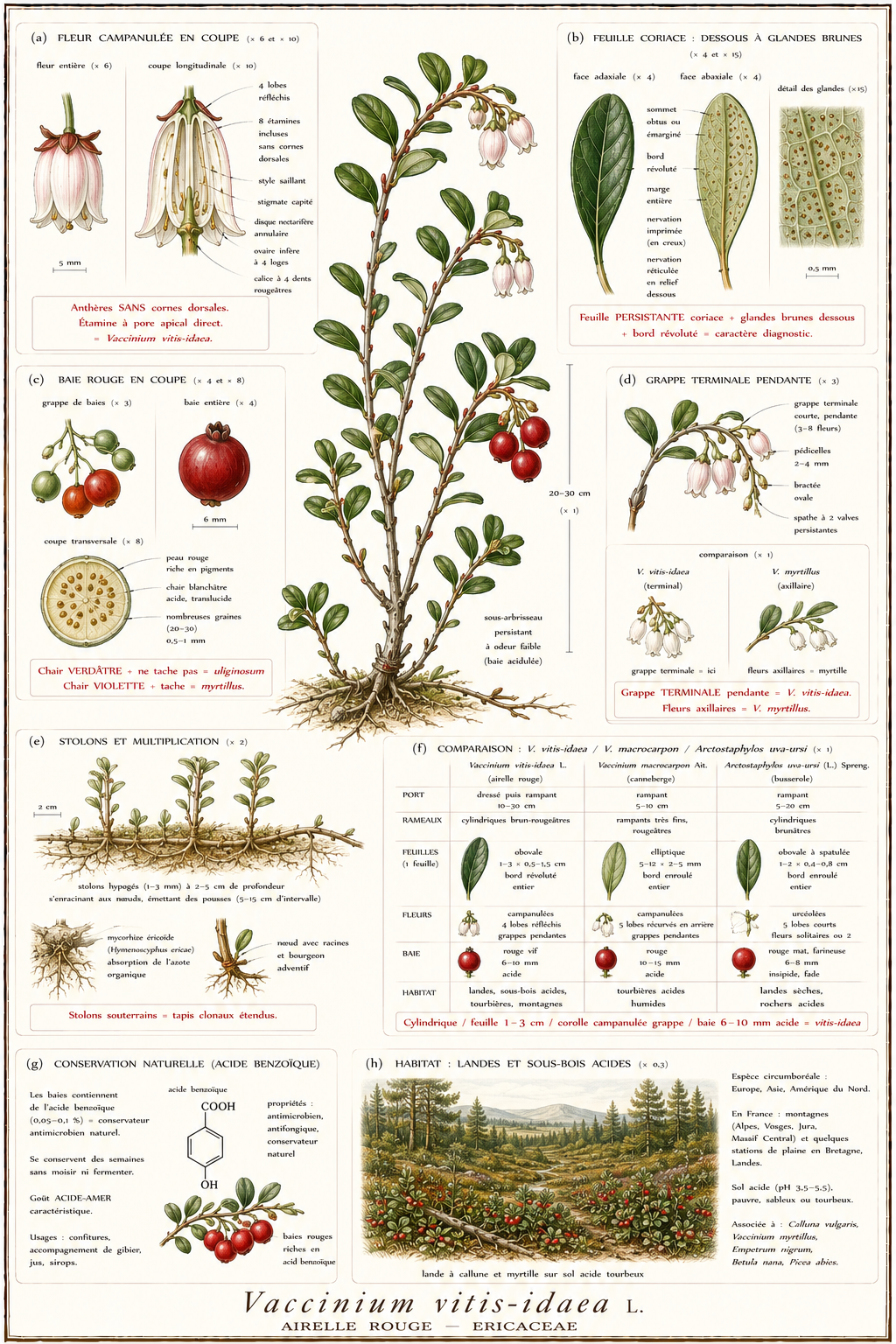 Planche botanique Airelle rouge