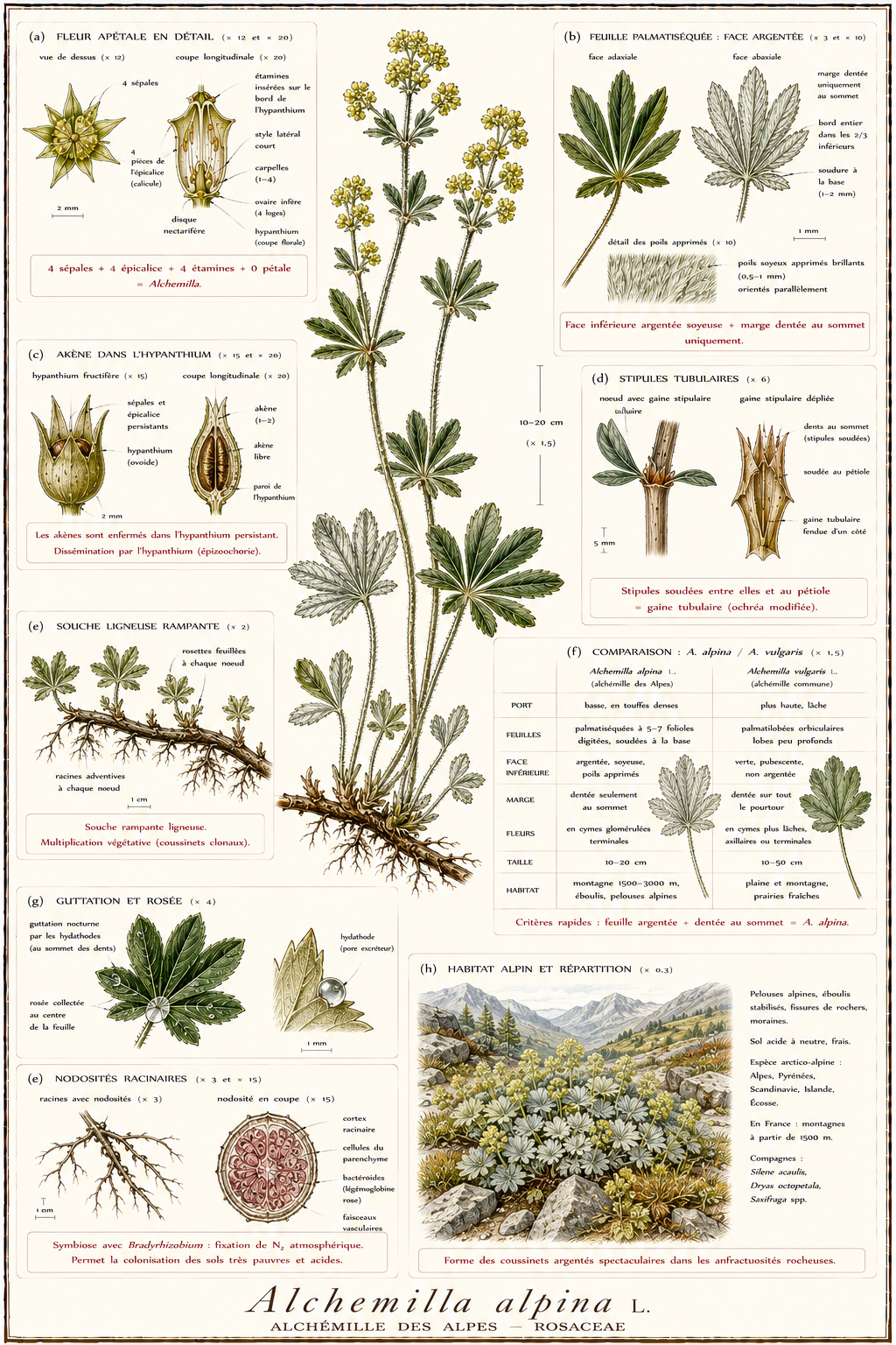 Planche botanique Alchémille des Alpes