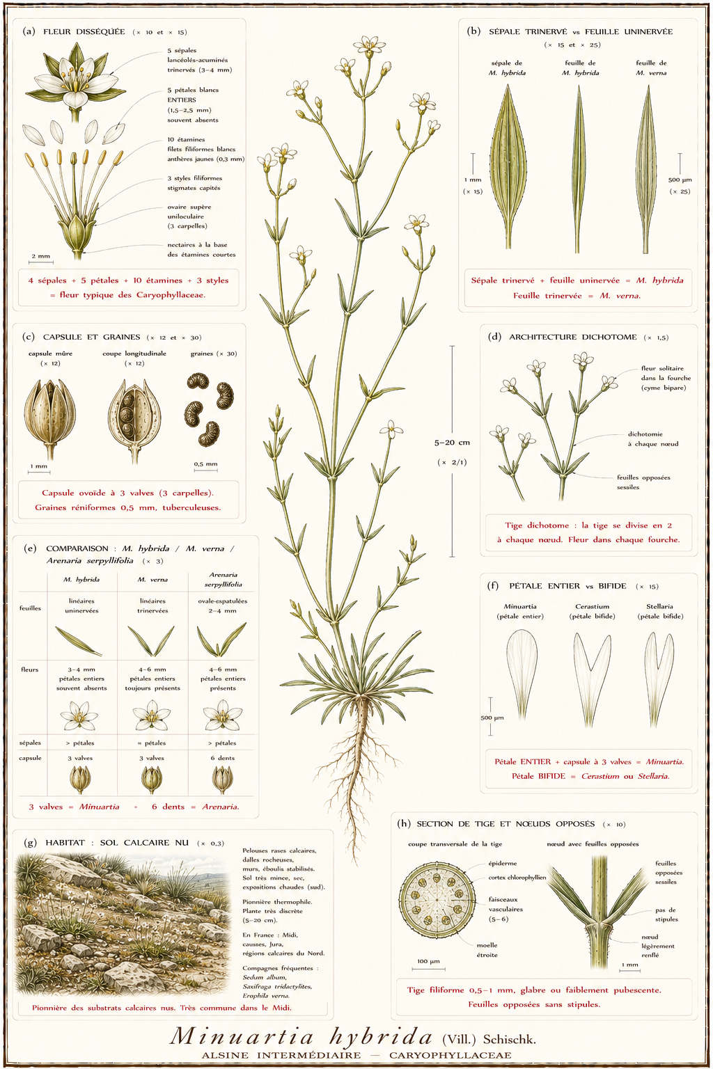 Planche botanique Alsine intermédiaire