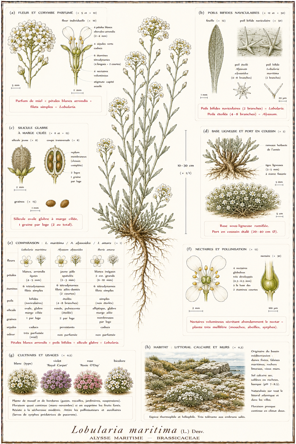 Planche botanique Alysse maritime
