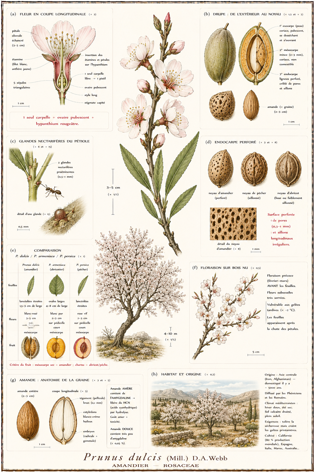 Planche botanique Amandier