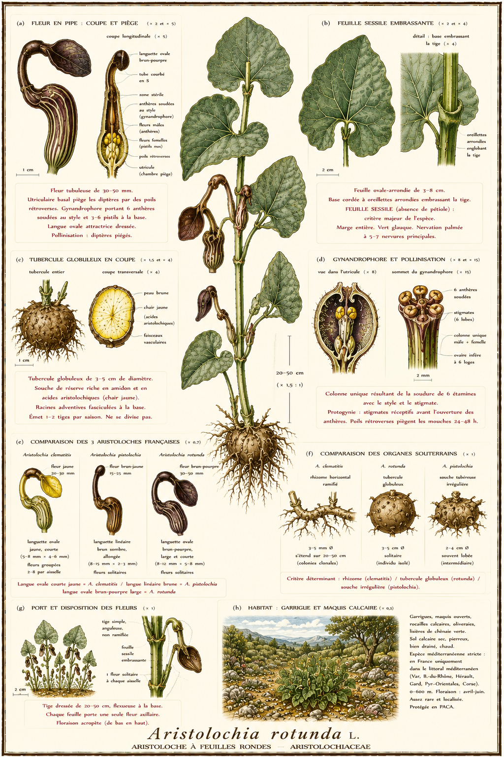 Planche botanique Aristoloche à feuilles rondes