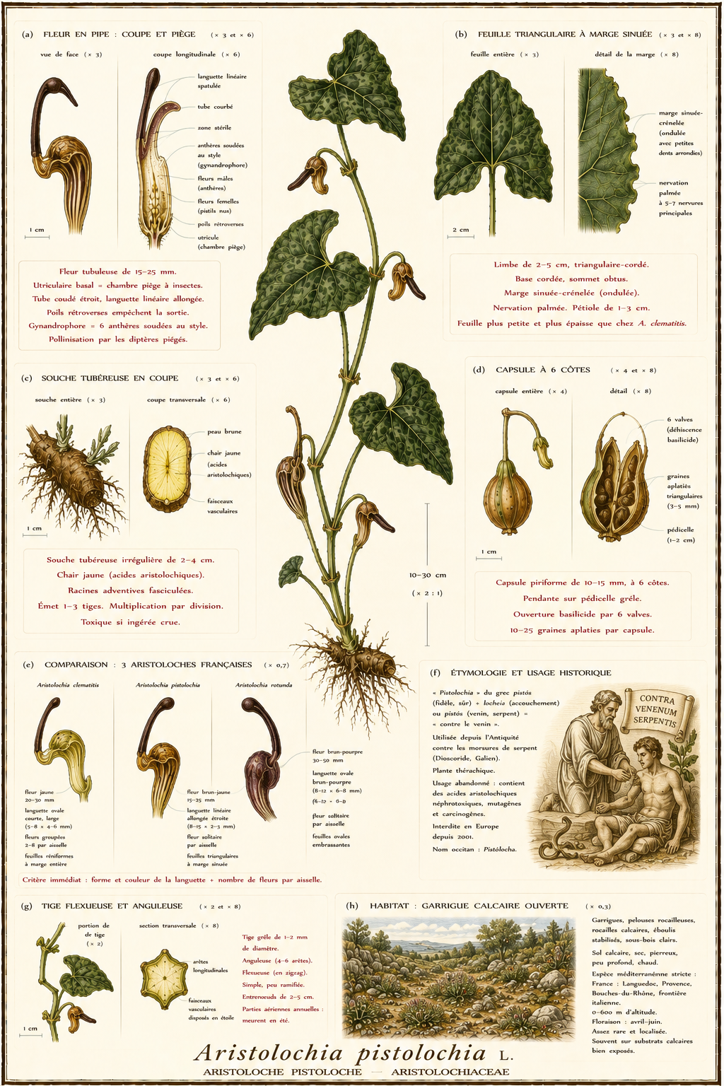 Planche botanique Aristoloche pistoloche