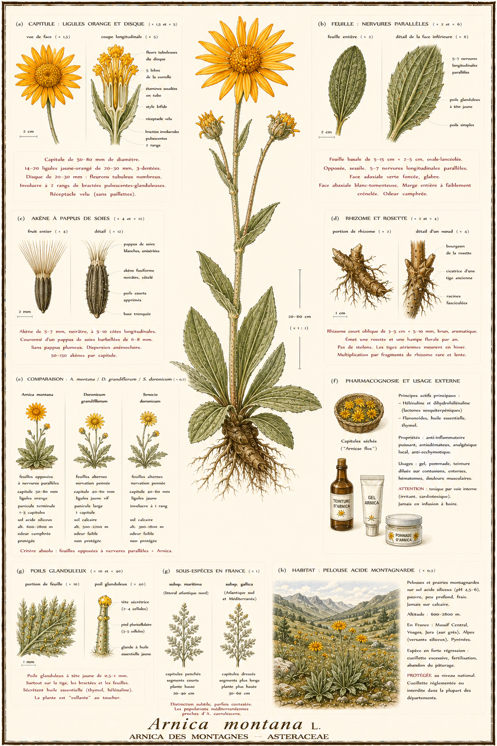 Planche botanique Arnica des montagnes