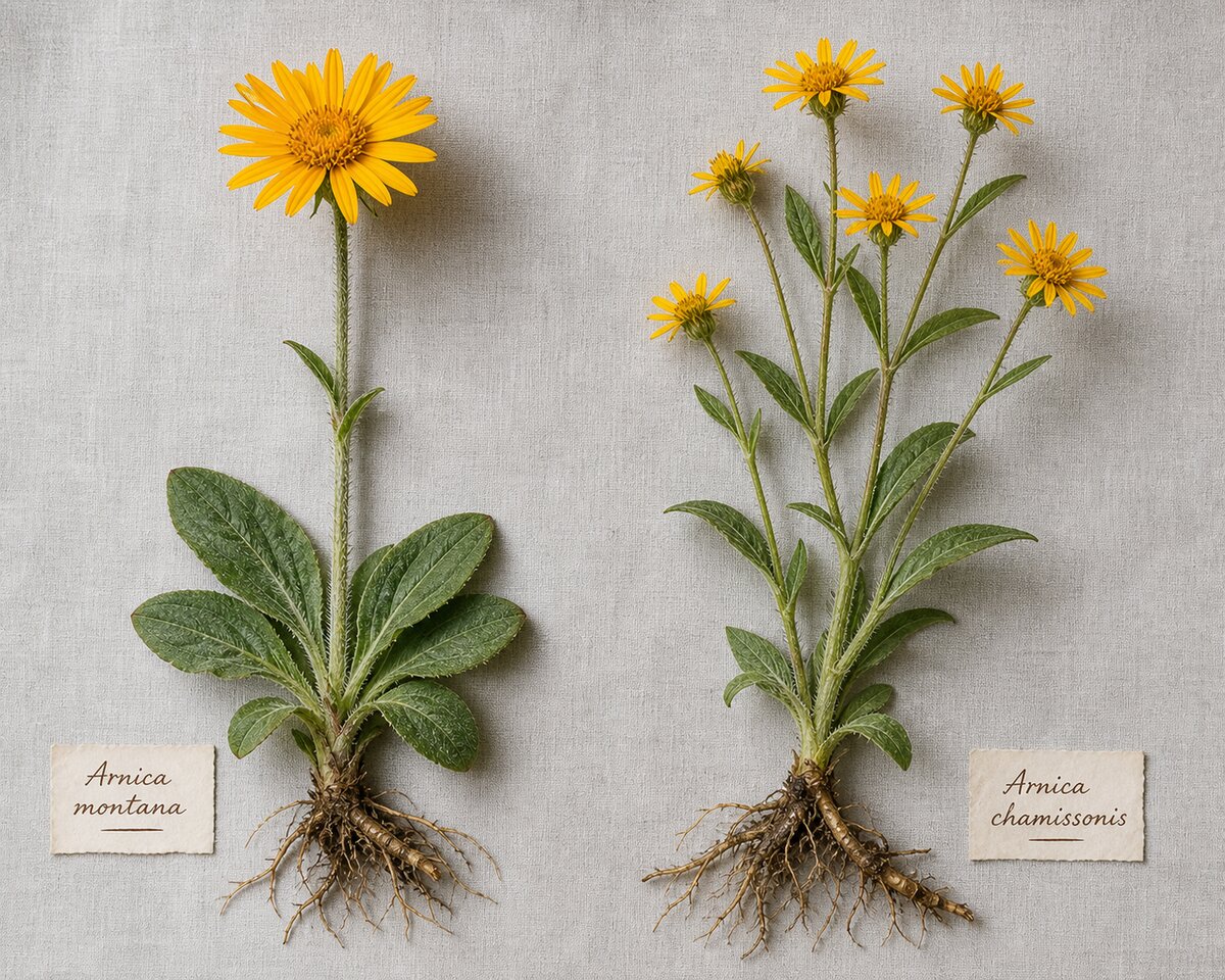 Planche comparative — Arnica montana et Arnica chamissonis