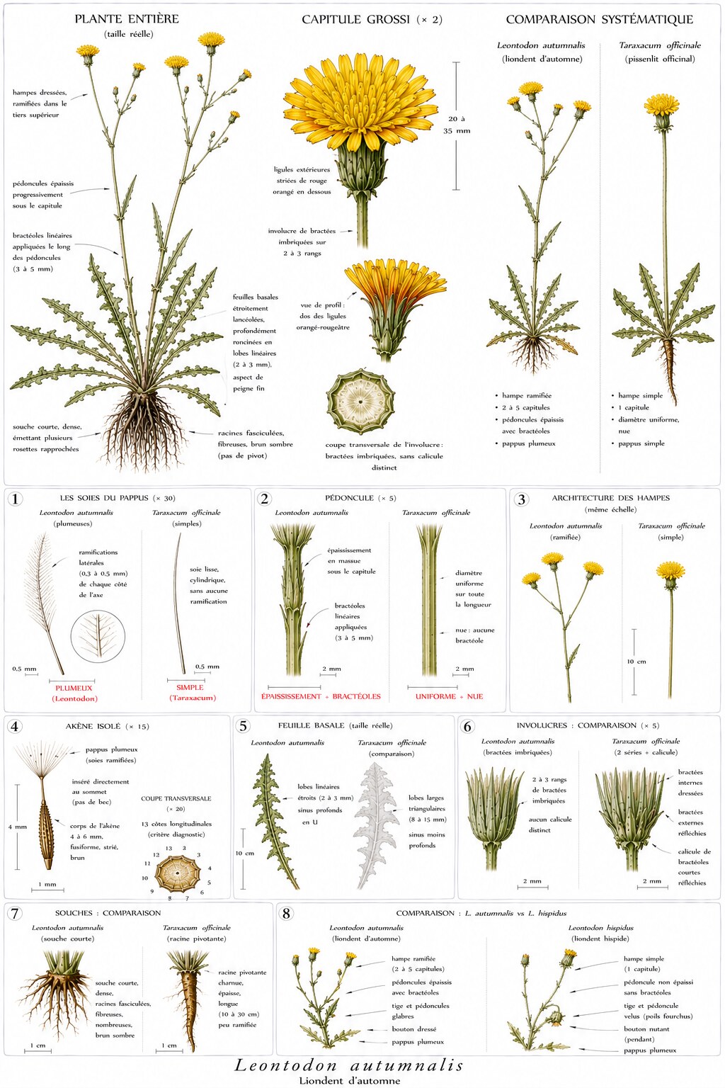 Planche botanique de Leontodon autumnalis — liondent d'automne