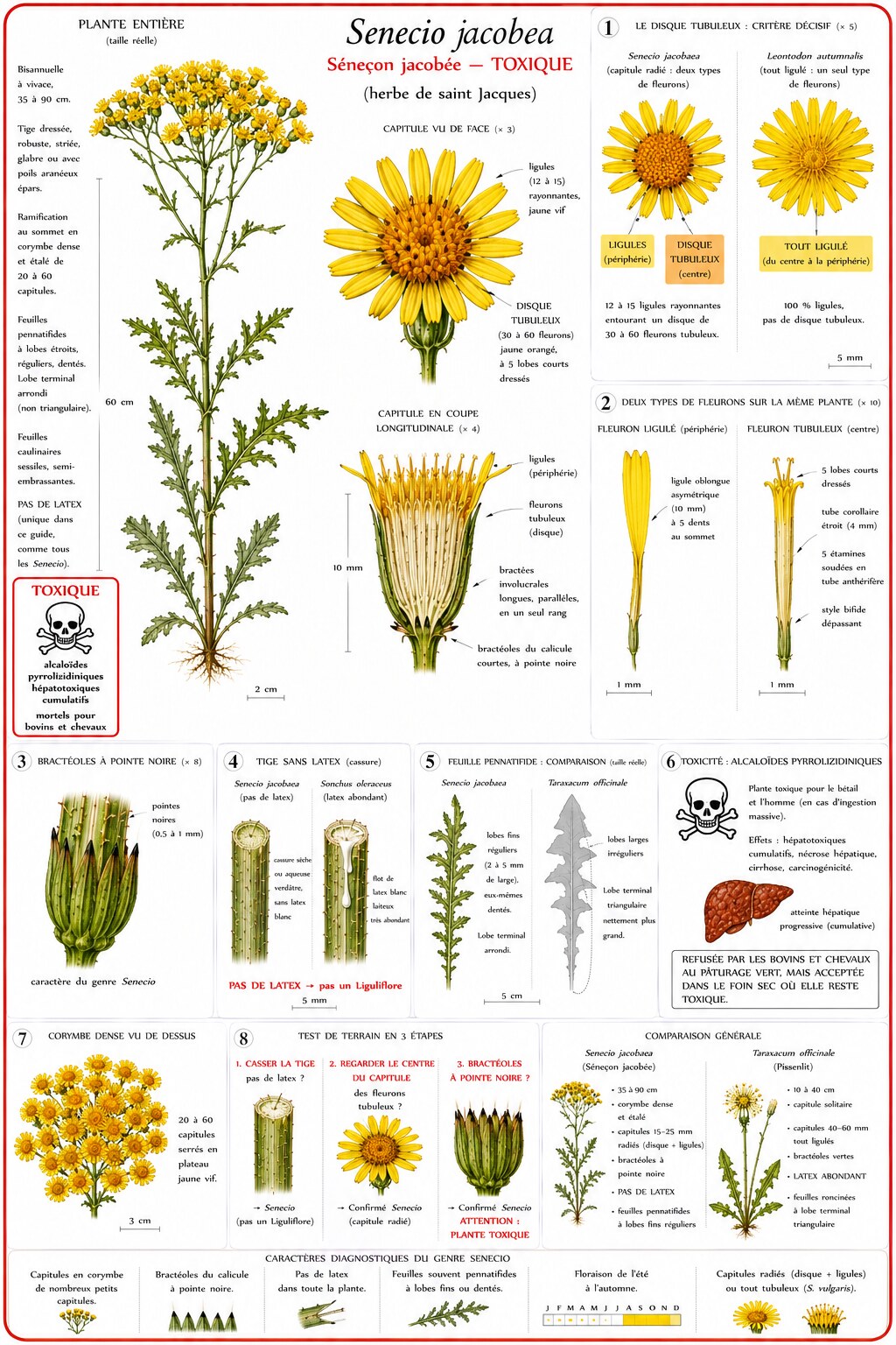Planche botanique de Senecio jacobaea — séneçon jacobée