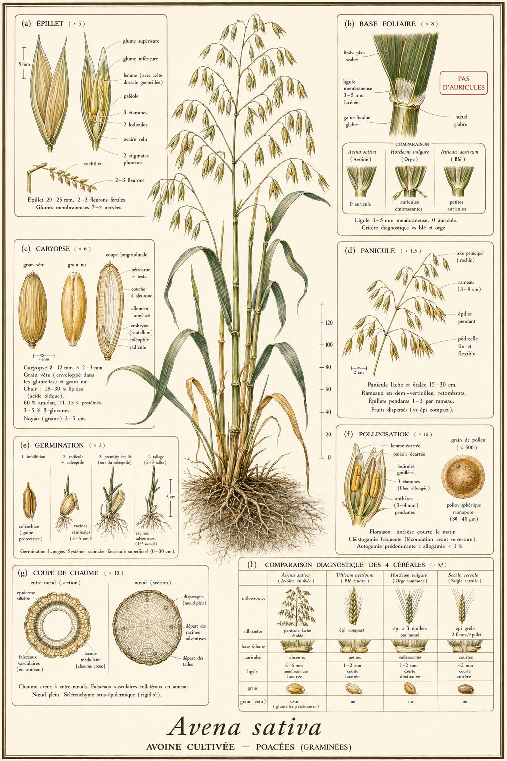 Planche botanique Avoine cultivée