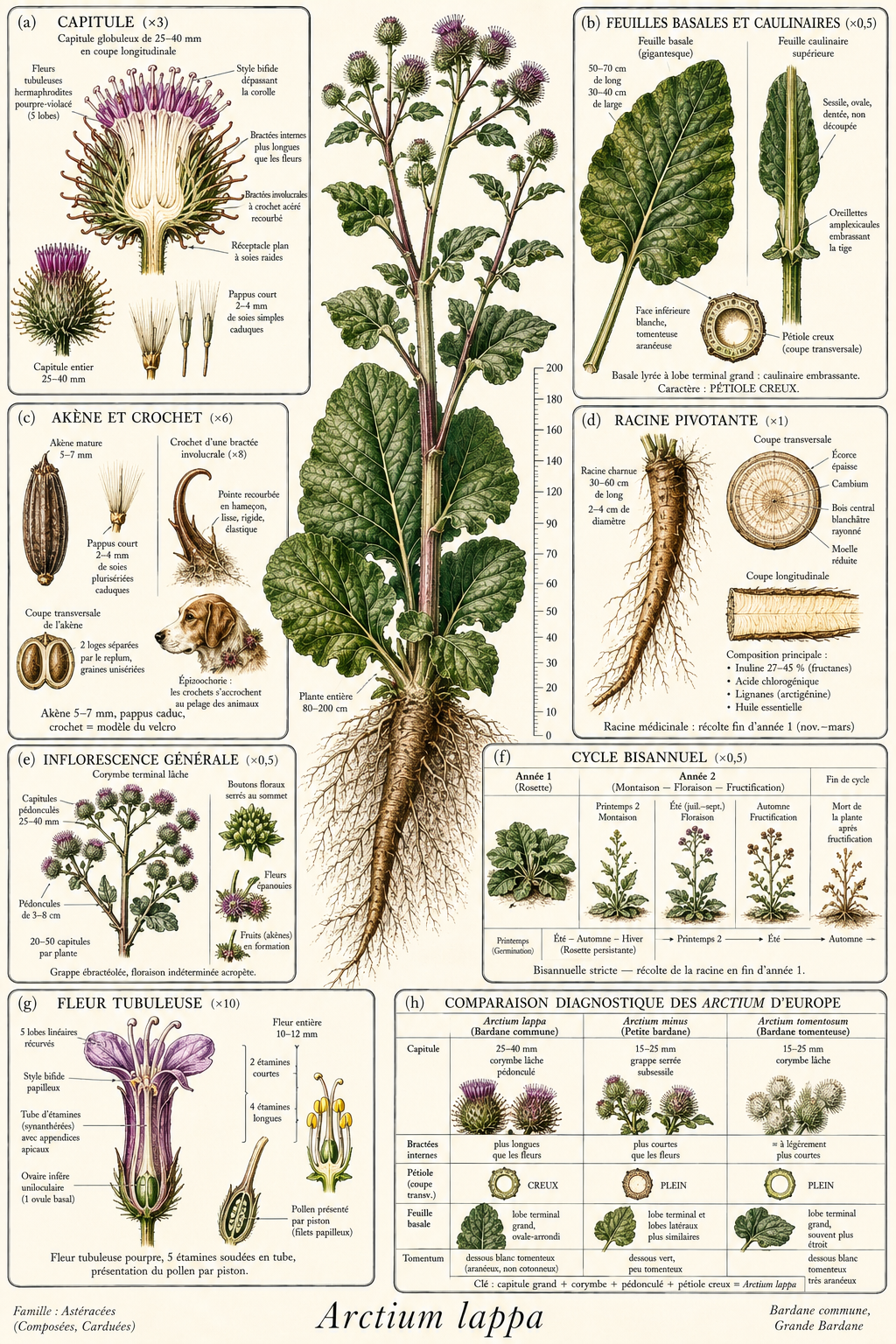 Planche botanique Bardane commune