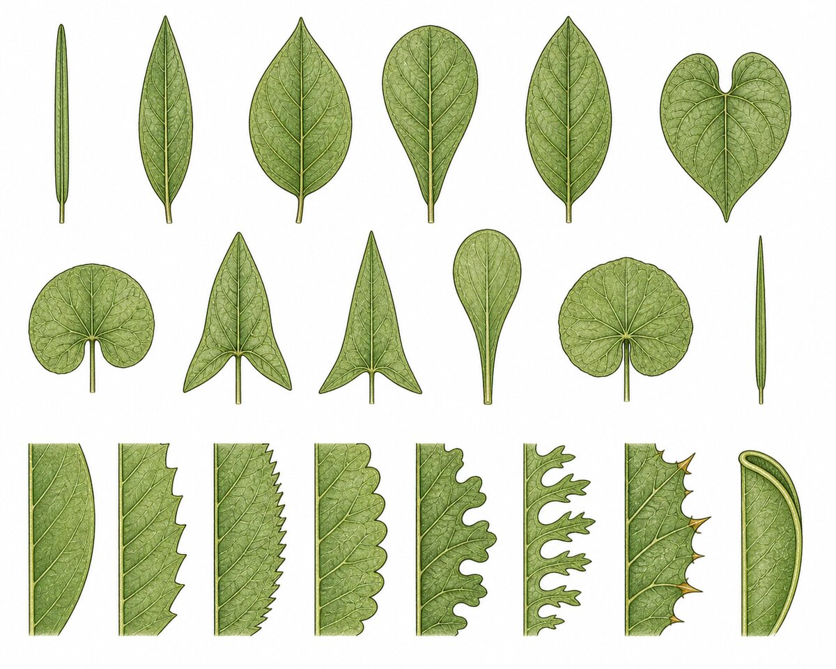 Formes de limbes et types de marges foliaires