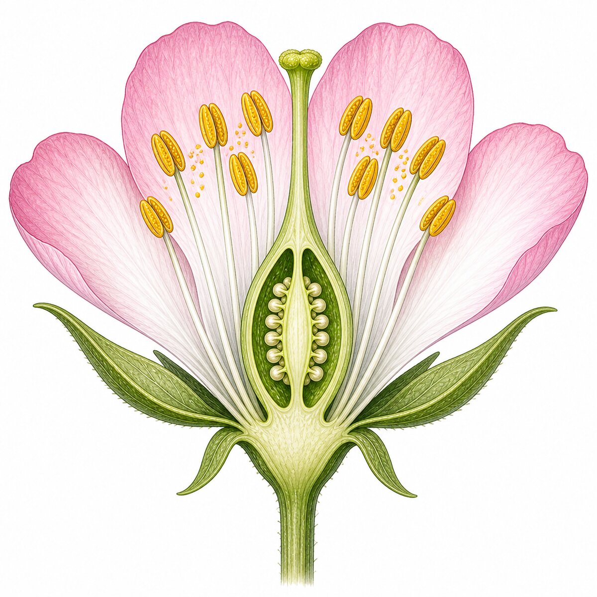 Anatomie d'une fleur complète — coupe longitudinale