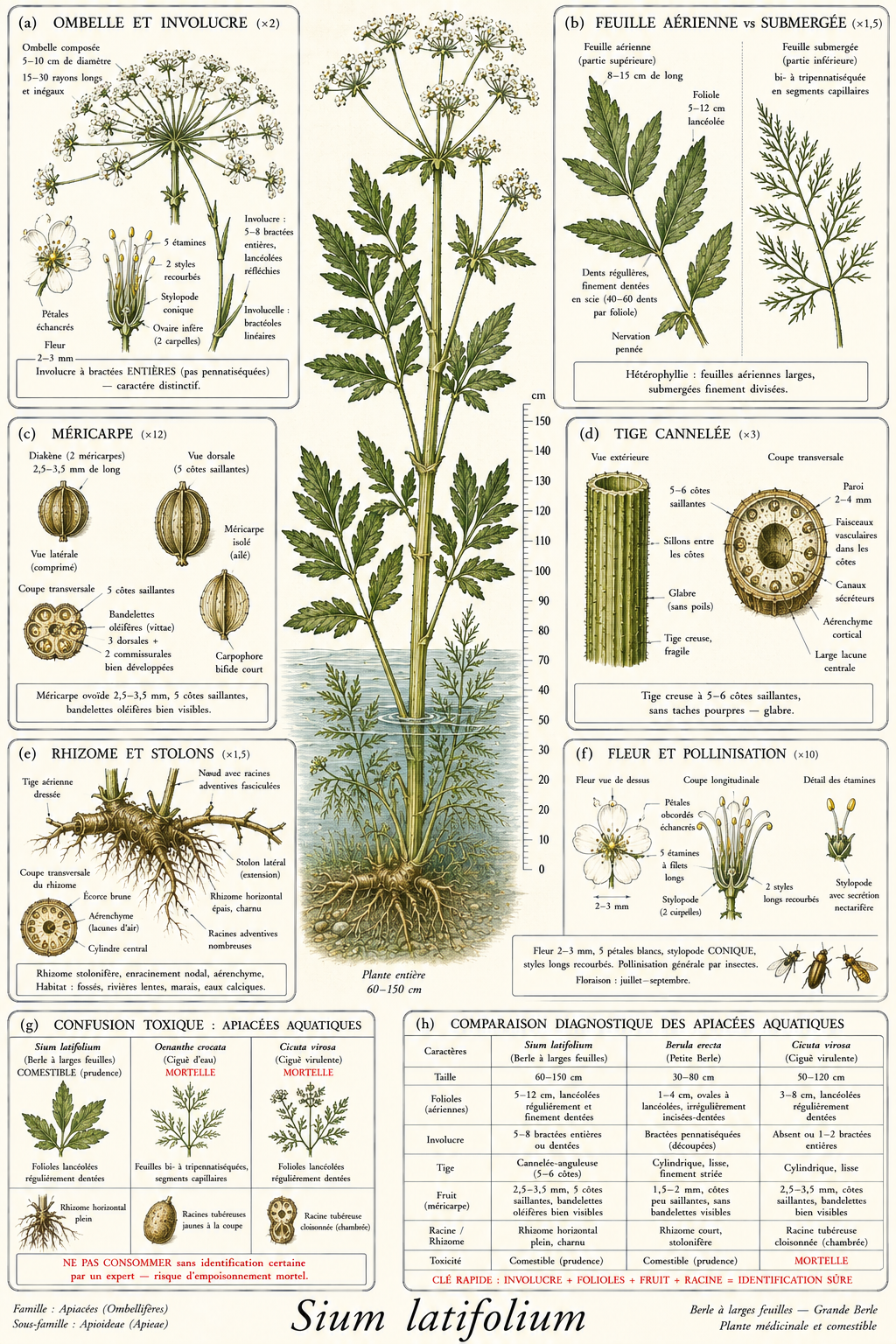 Planche botanique Berle à larges feuilles