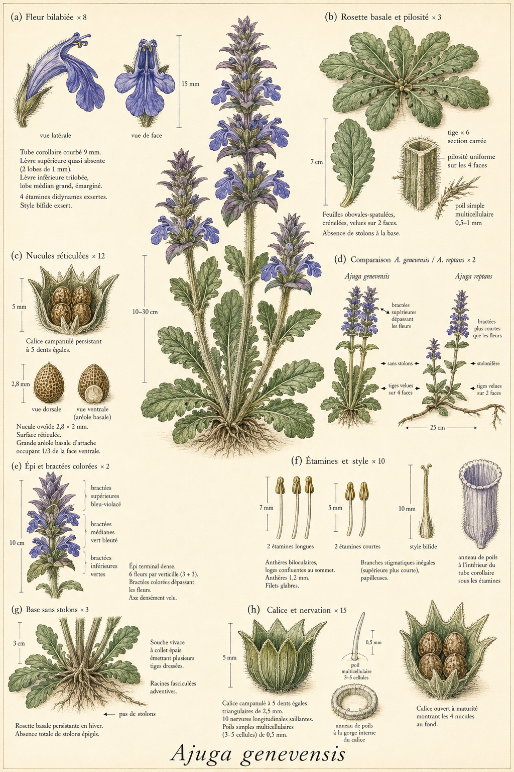 Planche botanique Bugle de Genève