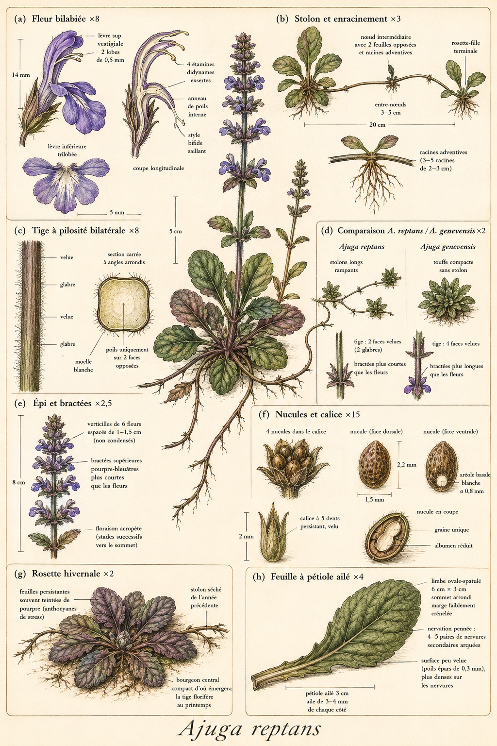 Planche botanique Bugle rampant