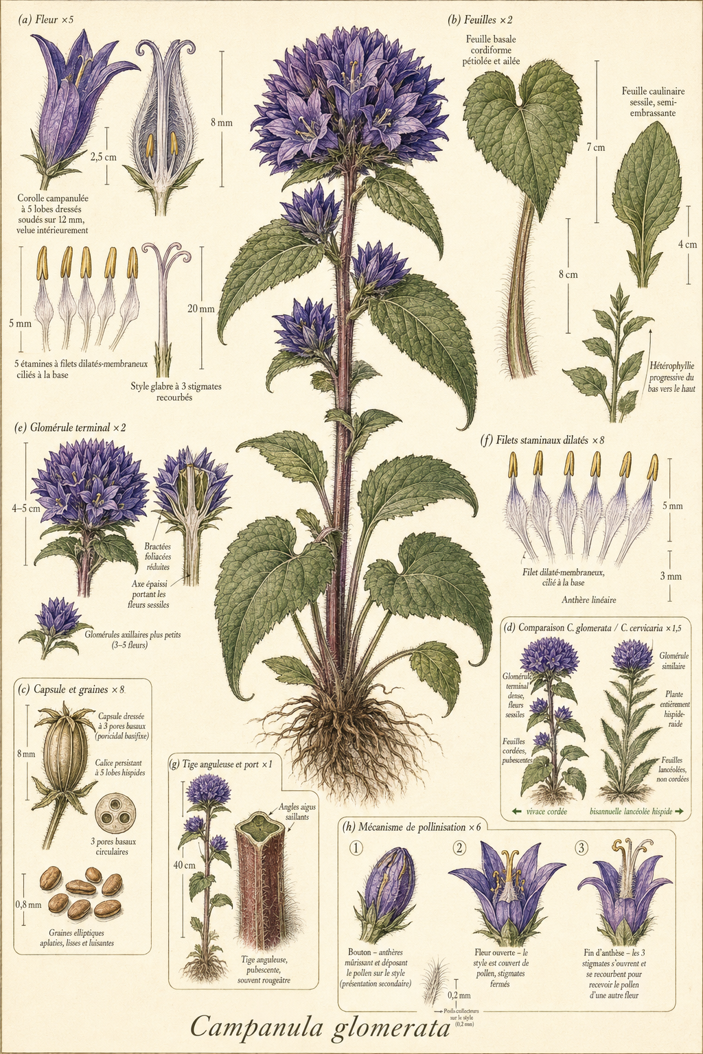 Planche botanique Campanule agglomérée