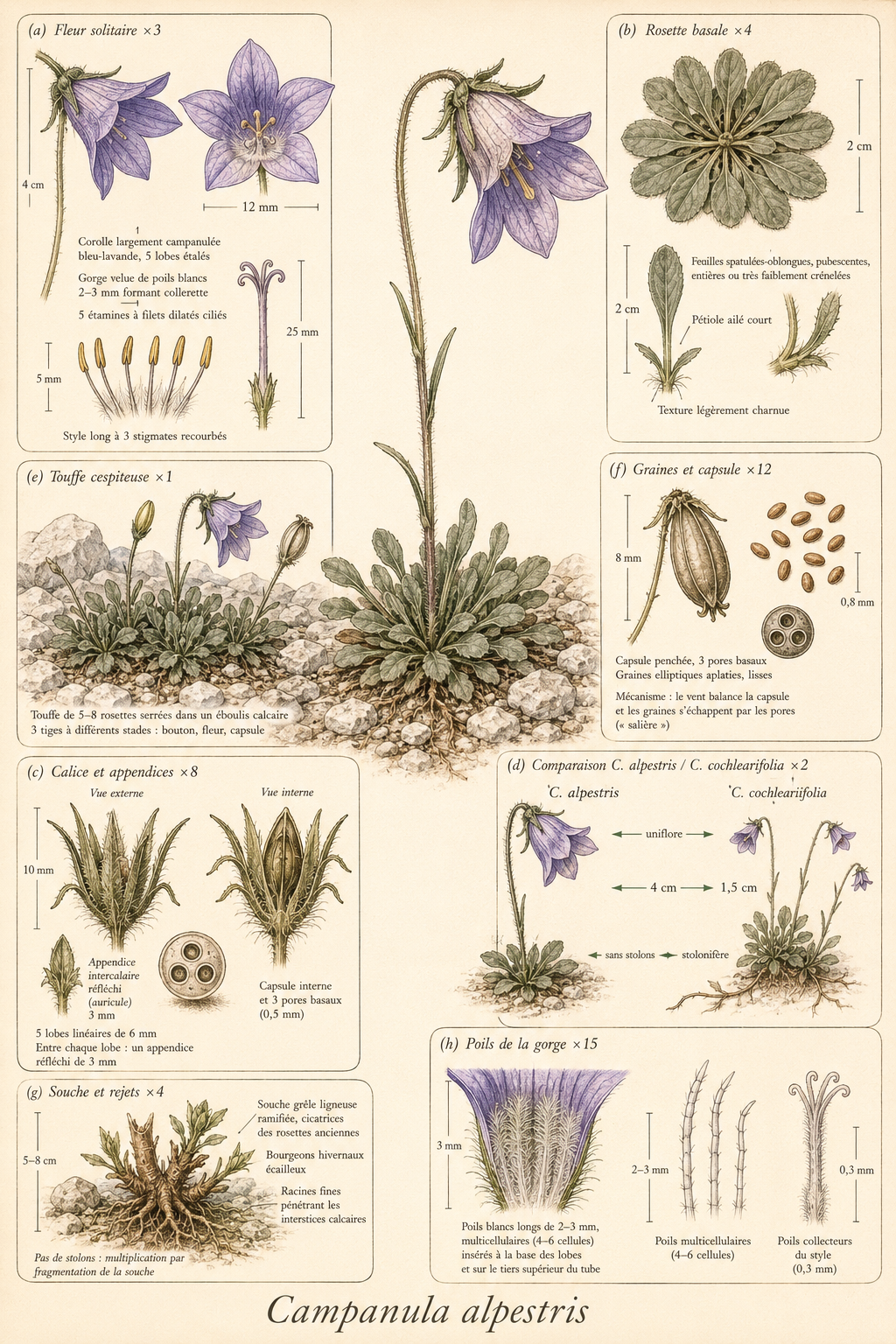 Planche botanique Campanule des Alpes