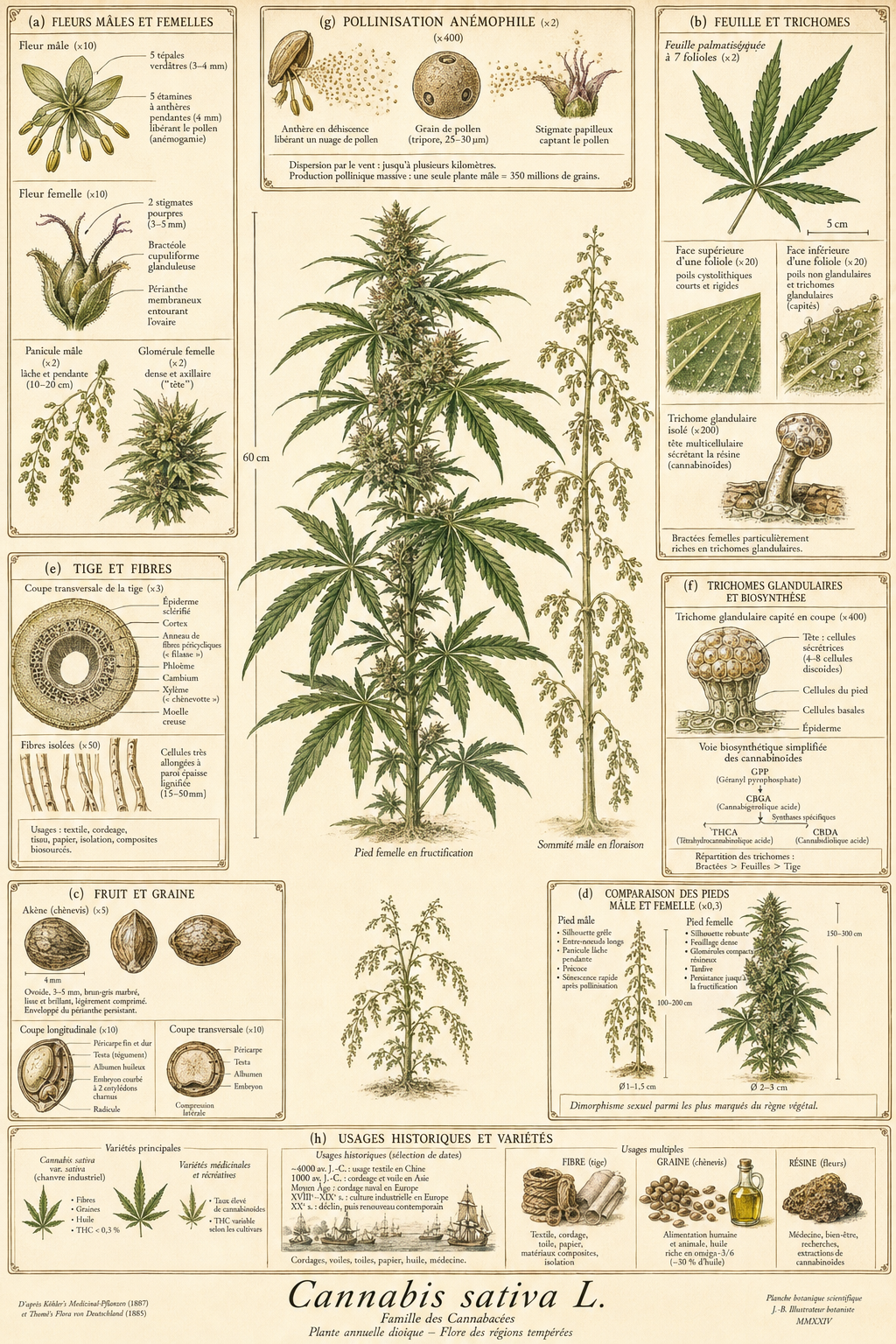 Planche botanique Chanvre