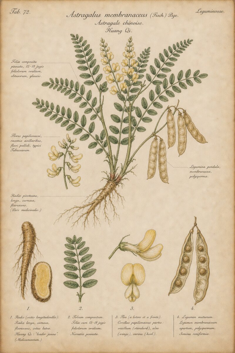 Planche botanique de l'Astragale - Astragalus membranaceus