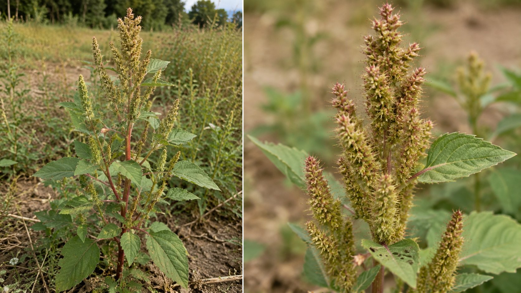 Amaranthus retroflexus — amarante réfléchie en fruit, épis denses vert-rougeâtre