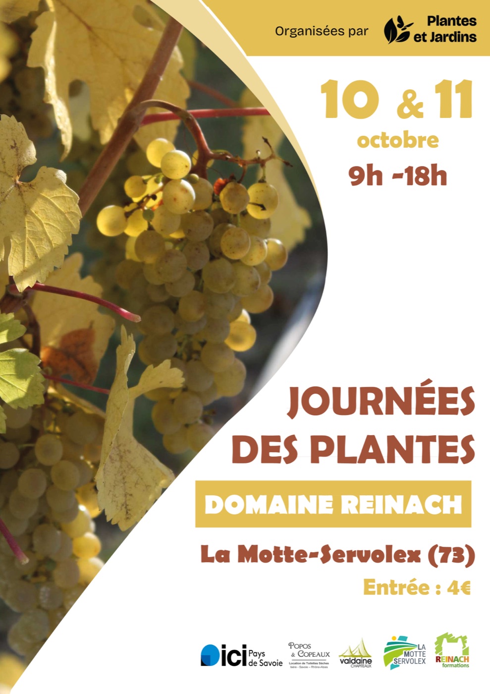 Journées des plantes, organisées par Plantes et Jardins, les 10 et 11 octobre de 9 h à 18 h, au Domaine Reinach, à La Motte-Servolex (73). Entrée : 4 €.