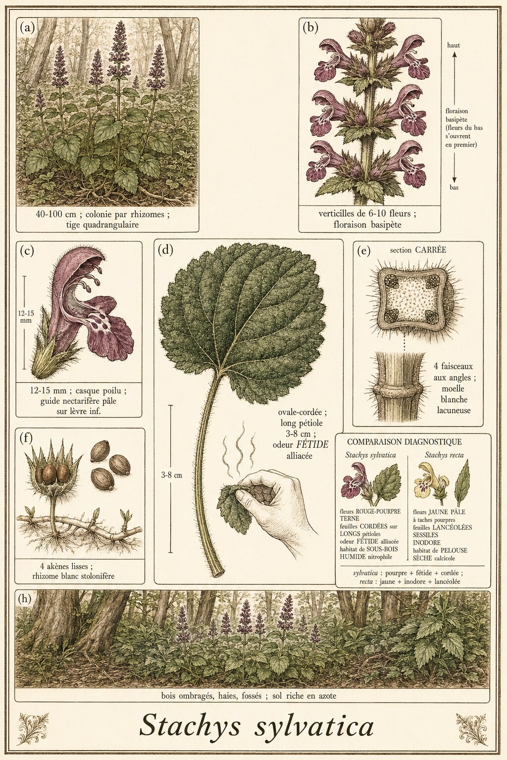 Planche botanique ÉPIAIRE DES BOIS
