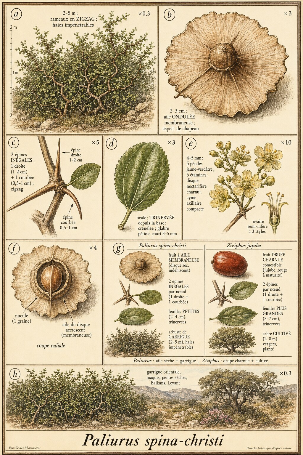 Planche botanique ÉPINE DU CHRIST