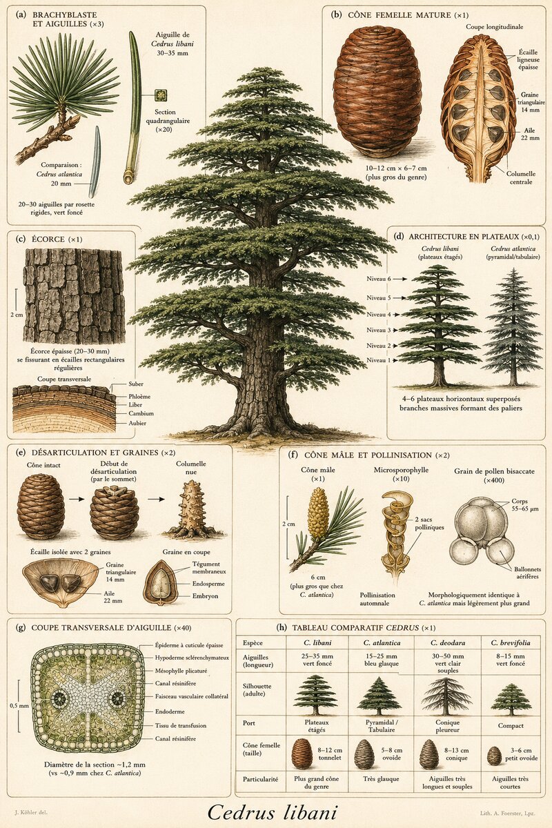 Planche botanique Cèdre du Liban