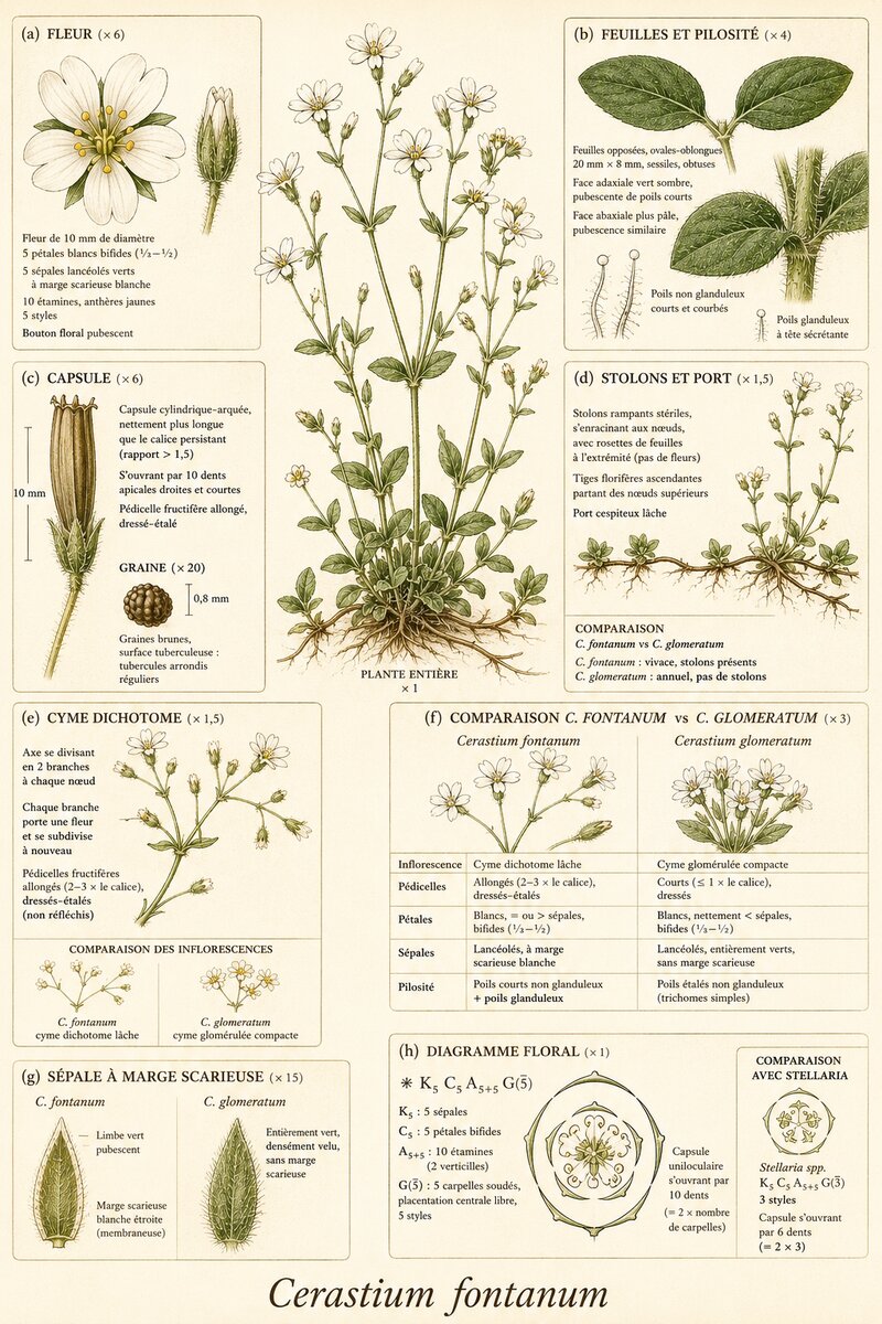 Planche botanique Céraiste commun