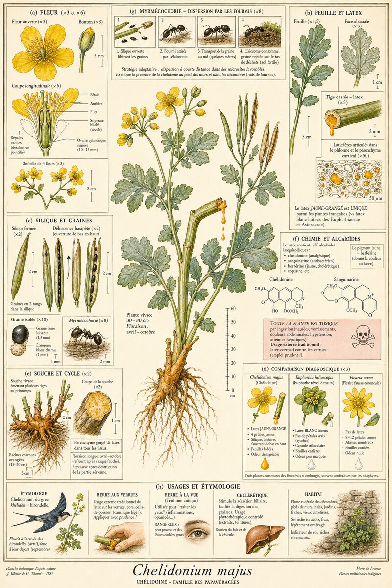 Planche botanique Chélidoine