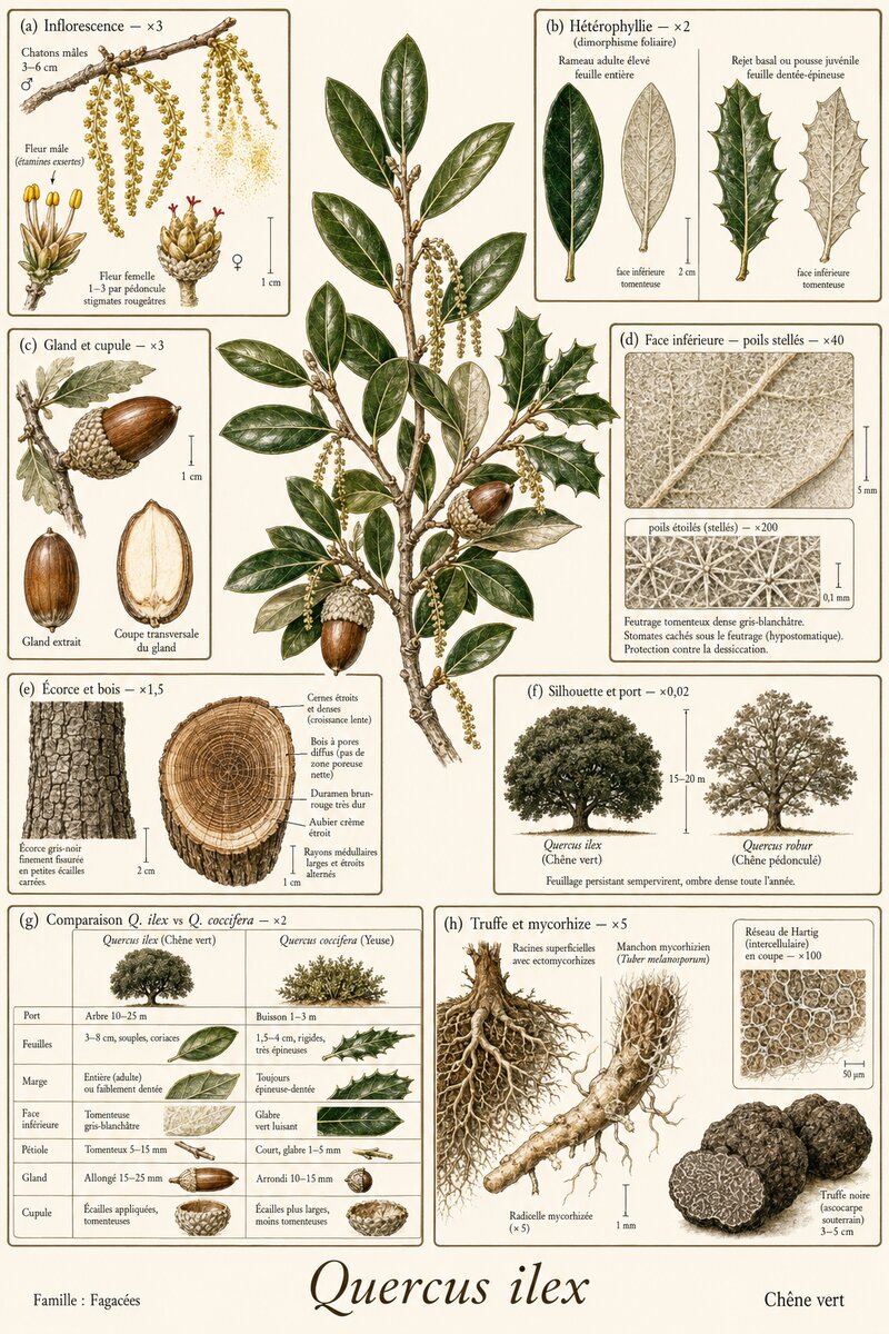 Planche botanique Chêne vert