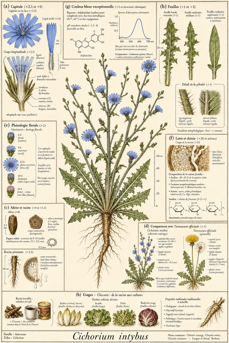 Planche botanique Chicorée sauvage