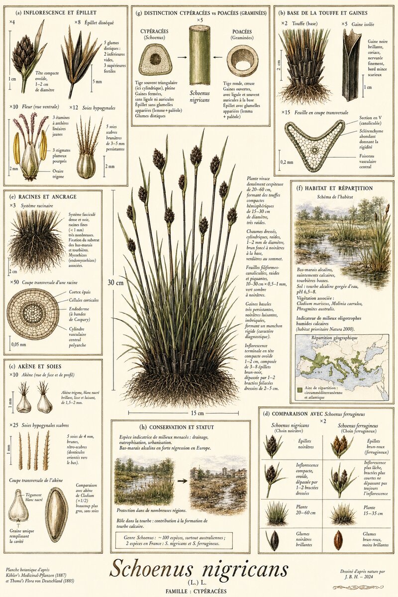 Planche botanique Choin noirâtre
