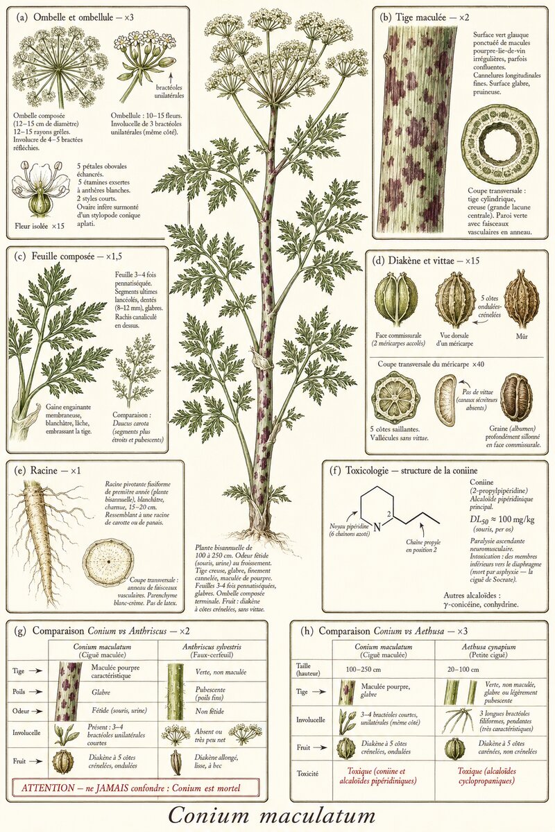 Planche botanique Ciguë maculée