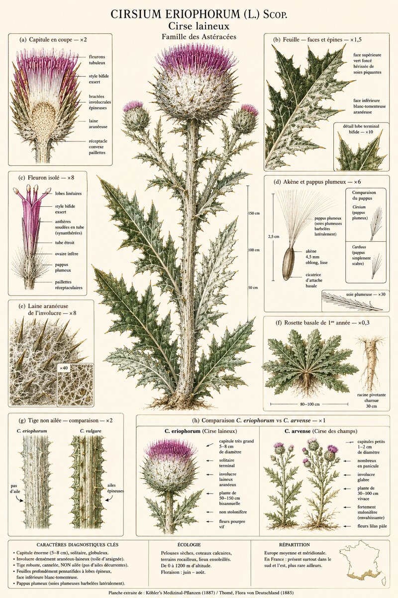 Planche botanique Cirse laineux